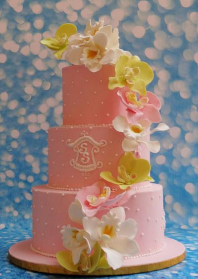 A simple orchid wedding cake - Cake by Prachi Dhabaldeb