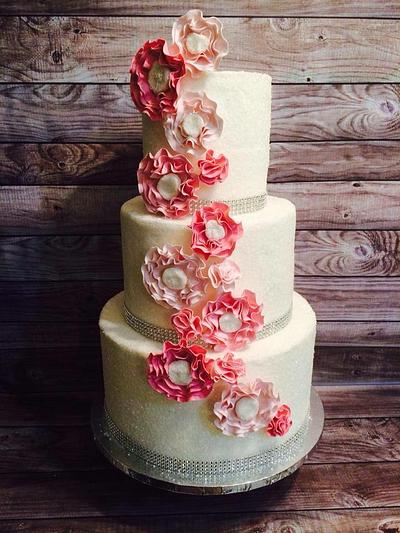 Pink Ombre Wedding - Cake by Lily White's Party Cakes