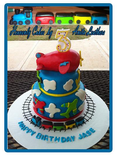 Airplane & Train Cake - Cake by Anita