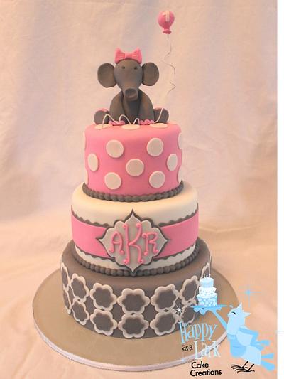 Elephant themed 1st Birthday Cake - Cake by Happy As A Lark Cake Creations