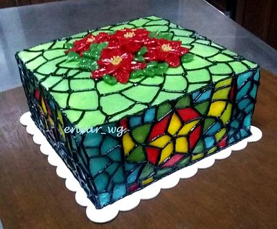 Translucent Buttercream Stained Glass Cake - Cake by Yenga