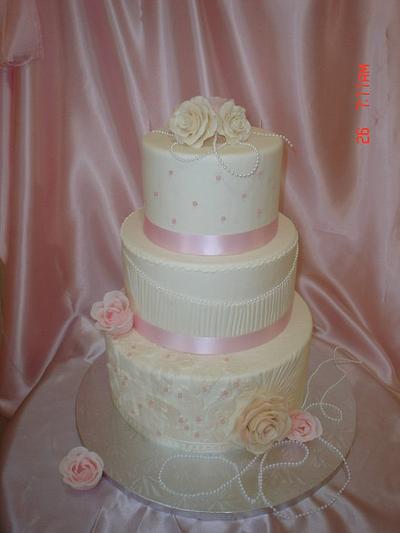 Rose and Pearl Wedding Cake - Cake by Rosa