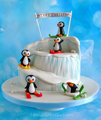 Penguin christmas cake. - Cake by LenkaSweetDreams