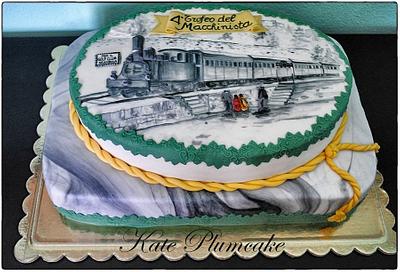 Cake with old train hand painted - Cake by Kate Plumcake