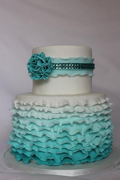 Ombre Ruffles with a touch of bling - Cake by Love Cake Create