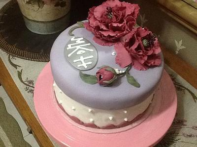maroon peony gift box cake - Cake by sjewel