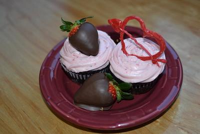 Chocolate Mocha Cupcakes w/ Strawberry CreamCheese Buttercream - Cake by CrystalMemories