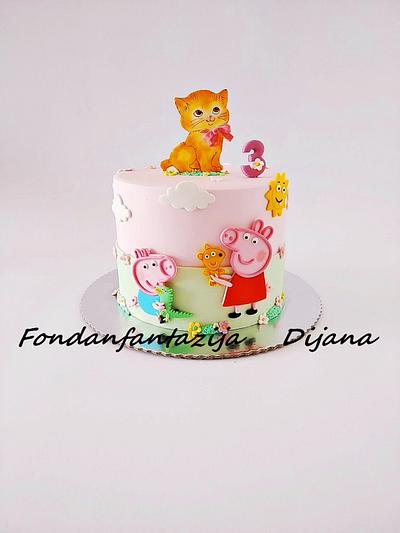 Peppa pig and cat  - Cake by Fondantfantasy