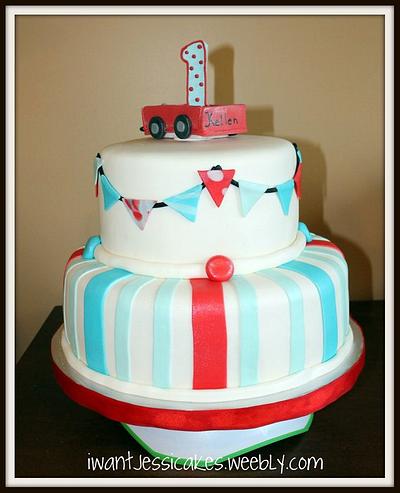 Red & Aqua 1st birthday - Cake by Jessica Chase Avila
