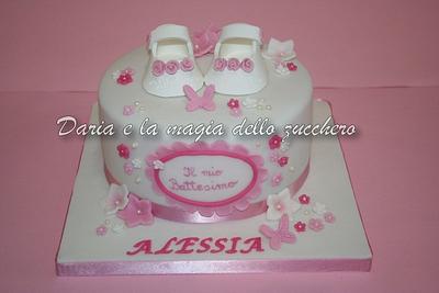 Baby shoes baptism cake - Cake by Daria Albanese