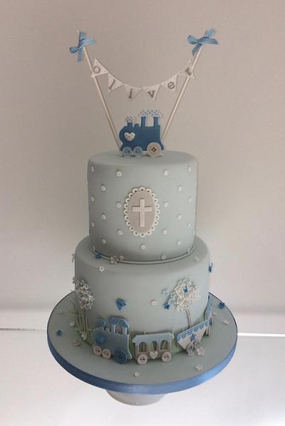 Train Themed Christening Cake - Cake by TiersandTiaras