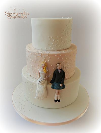 Brush embroidery wedding cake - Cake by Spongecakes Suzebakes