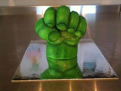 Hulk Fist - RKT & Modelling Chocolate progress pictures - Cake by Kate