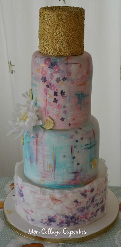 Watercolour Wedding cake - Cake by Môn Cottage Cupcakes
