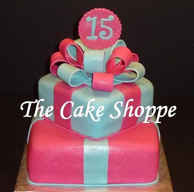 pink and aqua cake - Cake by THE CAKE SHOPPE