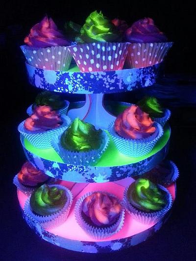 Black light glowing cupcakes and stand - Cake by Cakery Creation Liz Huber