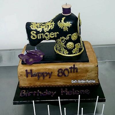 Vintage Singer sewing machine cake - Cake by God's Golden Pastries