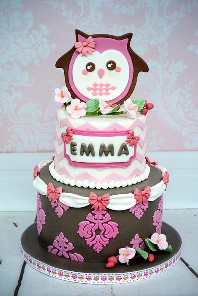 owl baby girl cake - Cake by sweetarts by grace