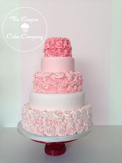 Pink ombre rose buttercream wedding cake - Cake by The Empire Cake Company