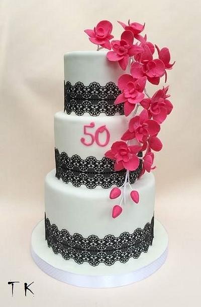 birthday cake with orchids - Cake by CakesByKlaudia