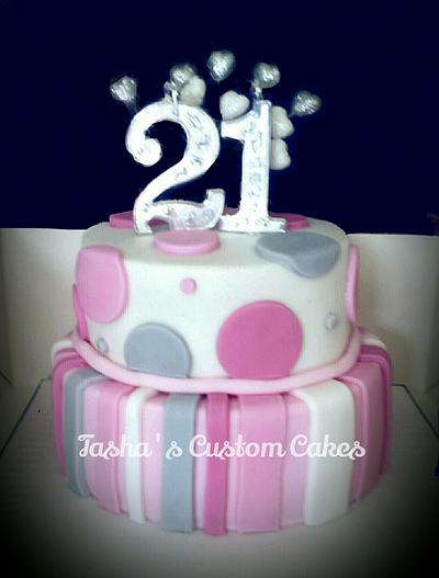 Girly Spots & Stripes - Cake by Tasha's Custom Cakes