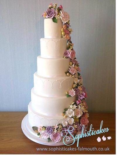 Floral Cascade - Cake by Sophisticakes-Falmouth