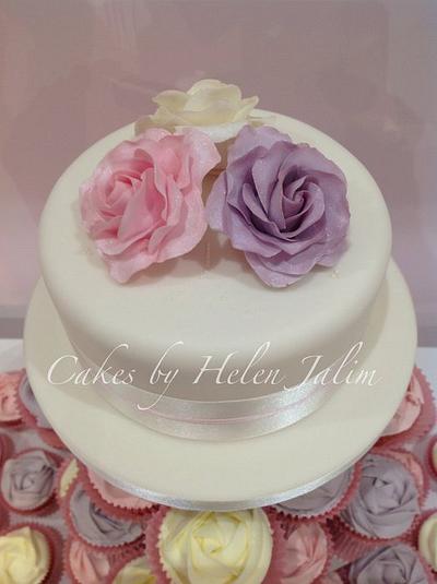 Pink, lilac, and cream roses  - Cake by helen Jane Cake Design 