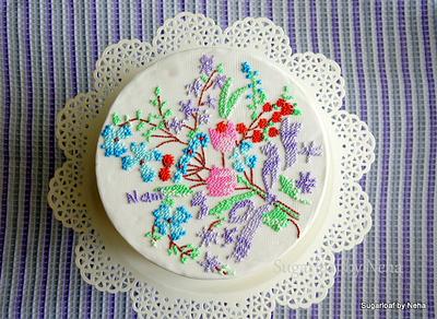 Cross stitch for my grandmom - Cake by nehabakes