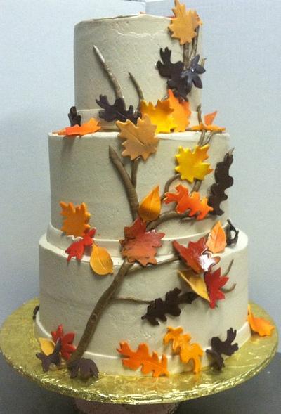 Fall Wedding three tier - Cake by KoffeeKupBakery
