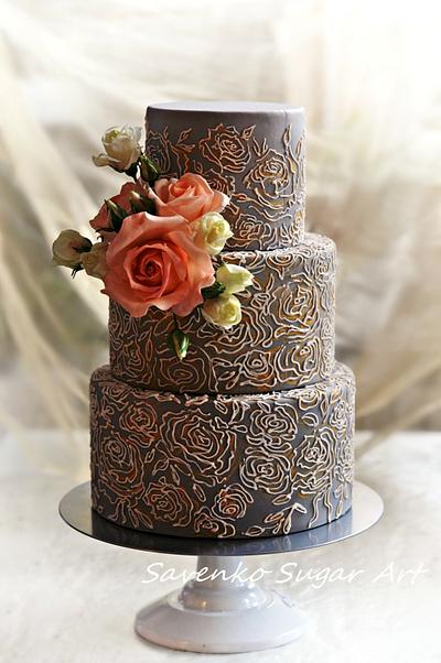 Grey wedding cake  - Cake by Savenko Sugar Art
