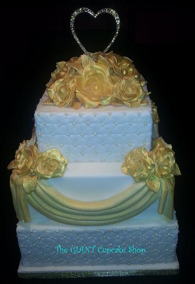 Gold grecian drape wedding cake - Cake by Amelia Rose Cake Studio