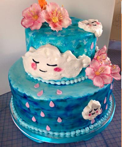 Cloud & Flower Hand-painted Cake - Cake by Joliez