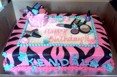 Makeup Themed Birthday Cake  - Cake by Jeana Byrd