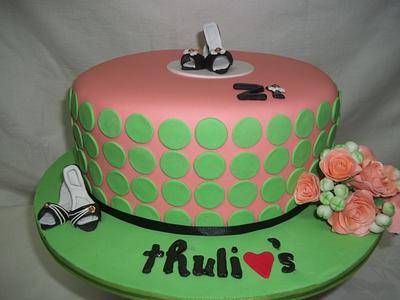 21st birthday in coral and mint - Cake by Willene Clair Venter