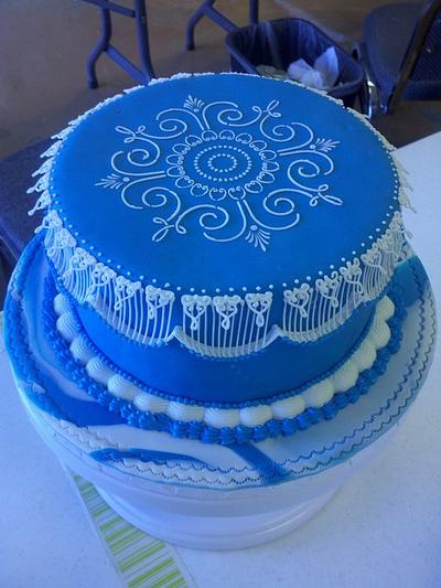stenciling and Lace work - Cake by Debbie