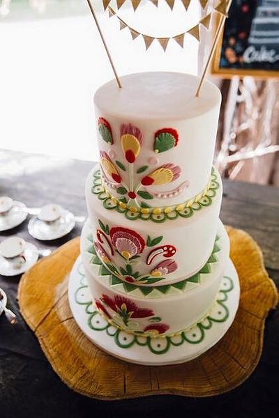 Folk Themed Wedding Cake - Cake by Beth Evans