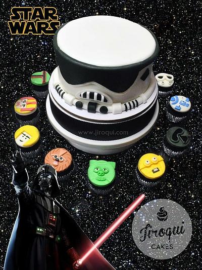 Starwars Stormtrooper Cake and Cupcakes - Cake by Kay