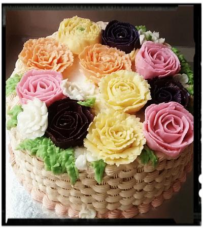 Buttercream basketweave cake  - Cake by Rebecca29