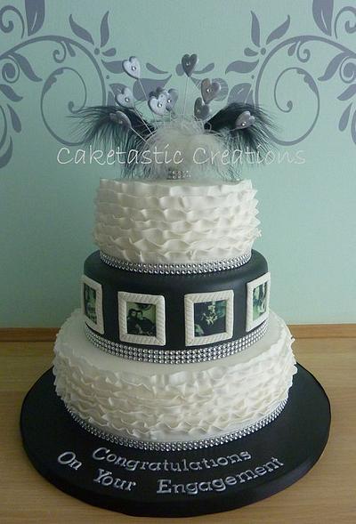 Black & White Ruffles Engagement Cake - Cake by Caketastic Creations