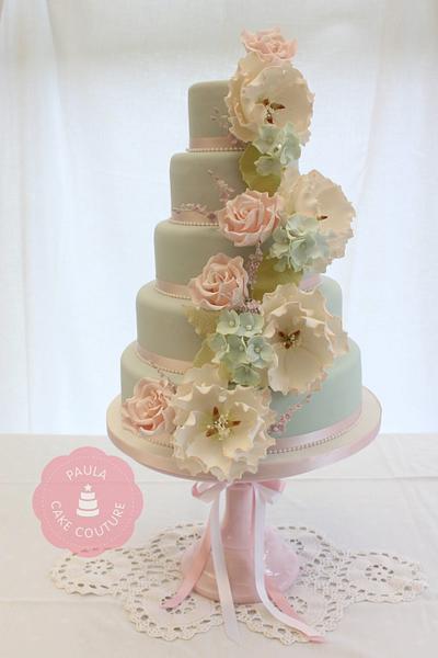 Pastel Floral Cascade - Cake by Paulacakecouture