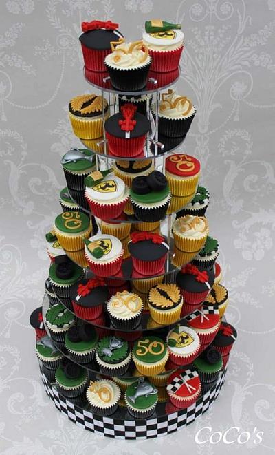 formula one cupcake tower - Cake by Lynette Brandl