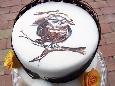 Cake with owl, painted by hand - Cake by Judit