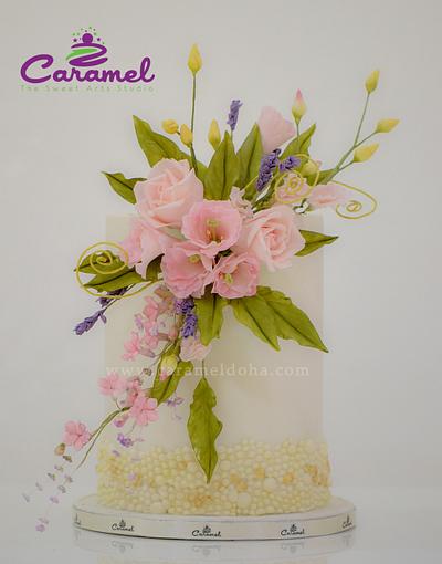 Vintage Flower Cake - Cake by Caramel Doha