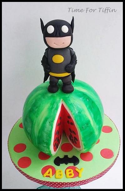 Batman on a Watermelon  - Cake by Time for Tiffin 
