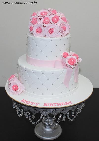 Wedding cake with roses - Cake by Sweet Mantra Homemade Customized Cakes Pune