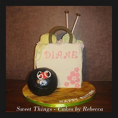 knitting and bowling cake - Cake by Sweet Things - Cakes by Rebecca