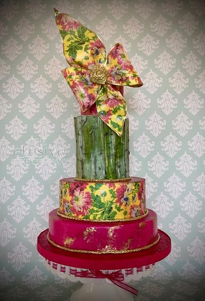 Distressed wood and wafer paper bows - Cake by The Elusive Cake Company