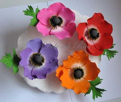 Gumpaste anemones - Cake by Sugared Inspirations by Debbie