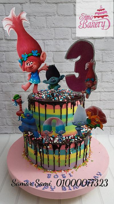 Trolls buttercream drip cake  - Cake by Simo Bakery
