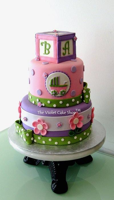 Girly Baby Shower with Bows and Flowers - Cake by Violet - The Violet Cake Shop™